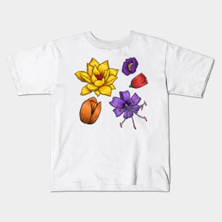 COLORFUL flower hand drawn Kids T-Shirt